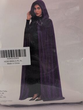 Purple Hooded Velvet Cloak
